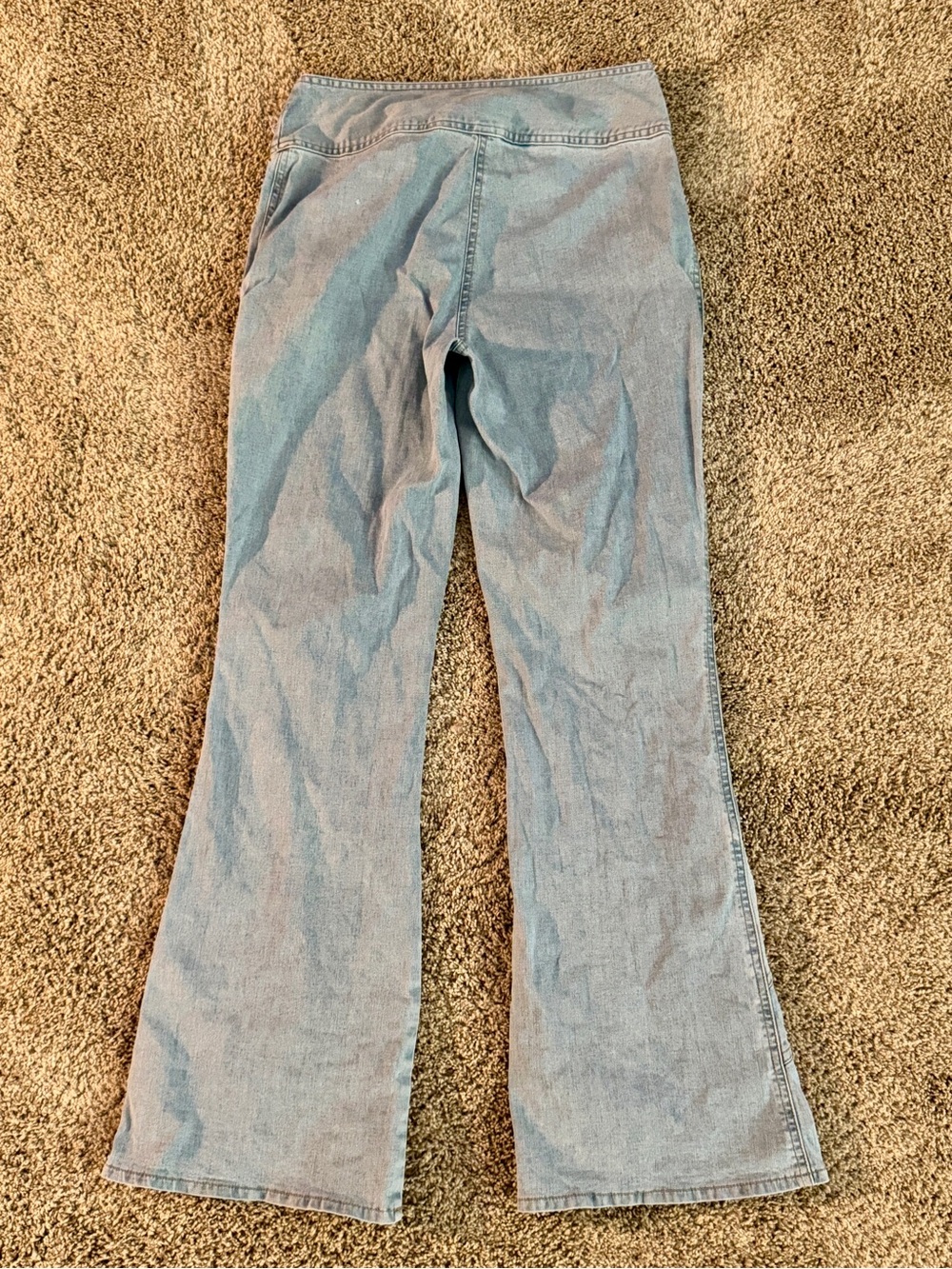 Newport News Jeanology Patchwork Light Blue Wash Flared Jeans w/Wide Belt, Sz 8 - Picture 8 of 9